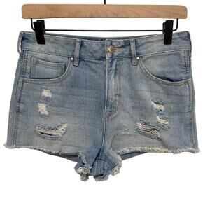 Bullhead Distressed High Rise Denim Jean Shorts Size 27